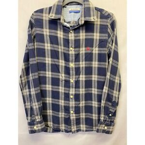 El Ganso Blue Plaid Button Down Shirt Euro Prep Blokecore Casual Mens 37
